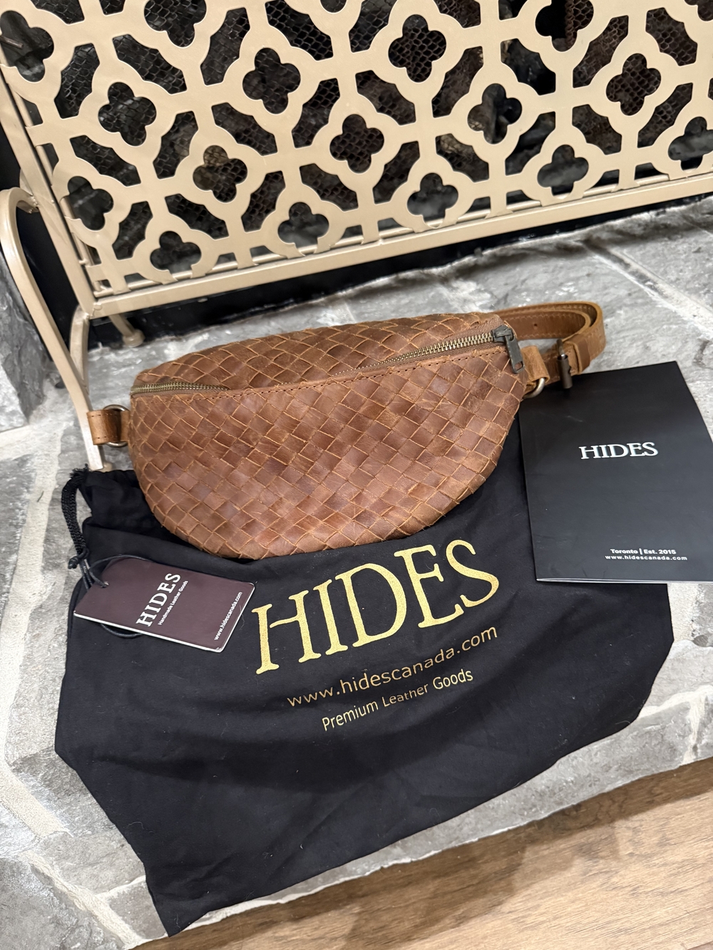 HIDES Woven Leather Fanny Pack - Tan